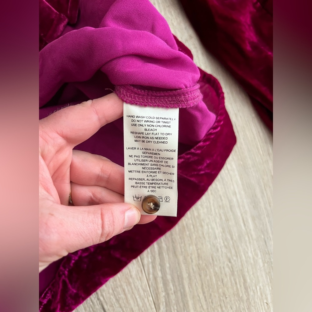 Anthropologie The Hadley Relaxed Buttondown Shirt by Pilcro Magenta Velvet - MP - Picture 6 of 8